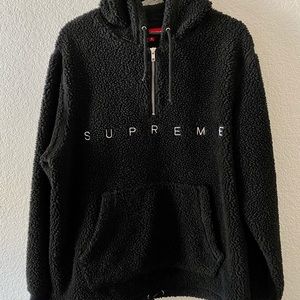 Supreme FW15 Black Sherpa Pullover Hoodie size M